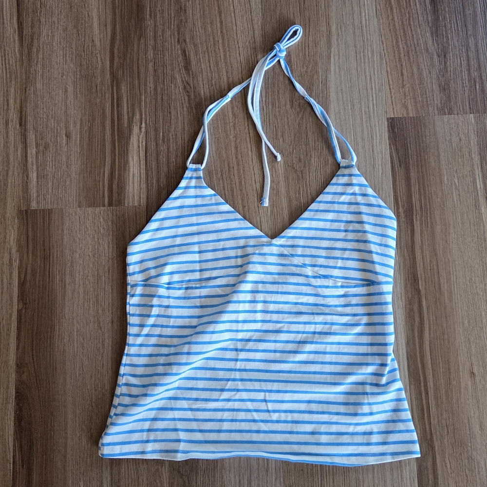 NWT Wild Fable Blue and White Striped Halter Top